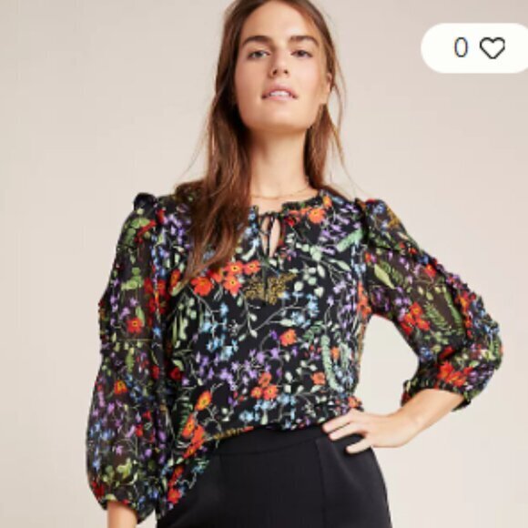 Anthropologie Tops - Anthropologie Maeve Jacquin Peasant Blouse Size Medium